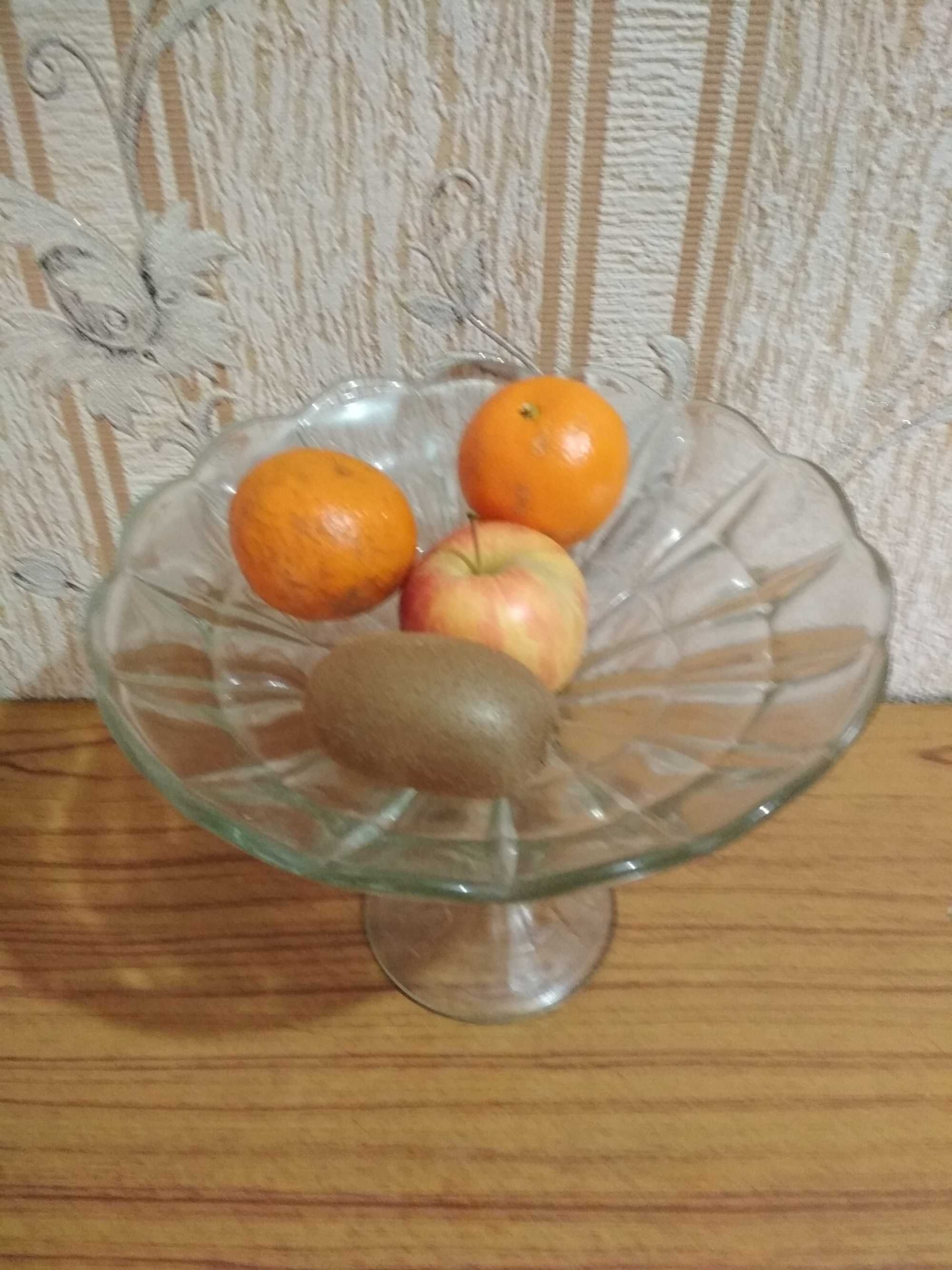 Ваза для фруктов стеклянная конфетница СССР