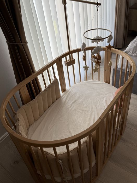 Pătuț bebe 9 in 1 + saltea și suport carusel