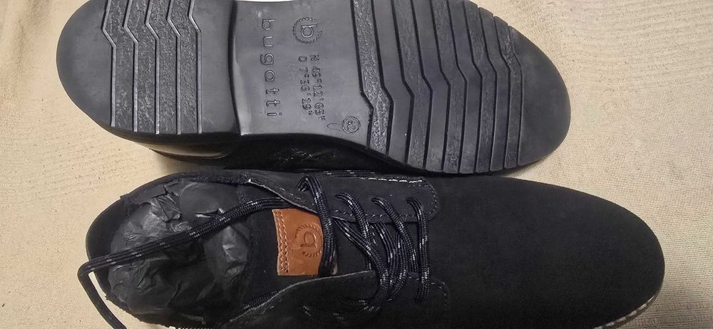 Нови зимни мъжки боти BUGATTI 8373H-4100, ест. велур и кожа, р. 42