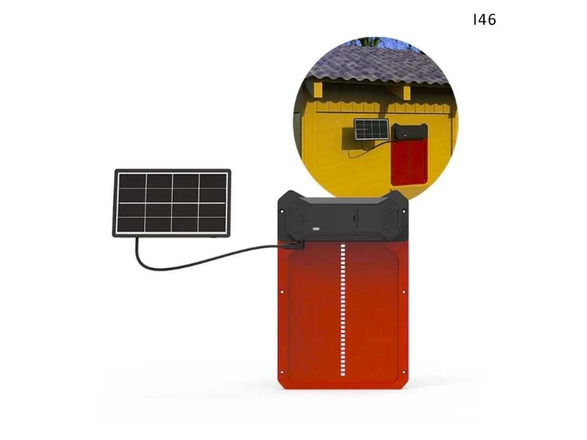 Ușă solară automată pentru coș de găini roșie