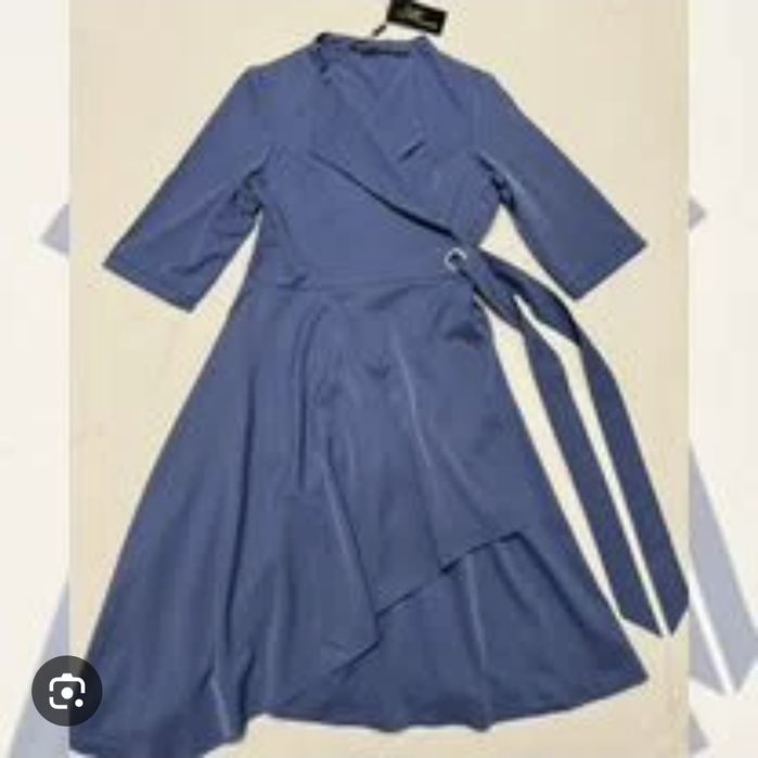 Нежно Синее вечернее платье на запах