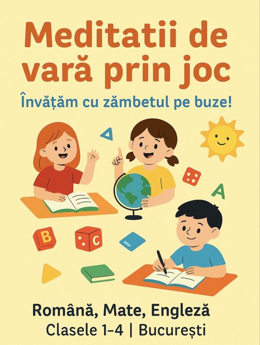 Meditații de vară prin joc – Română, Mate, Engleză (cls. 1–4)
