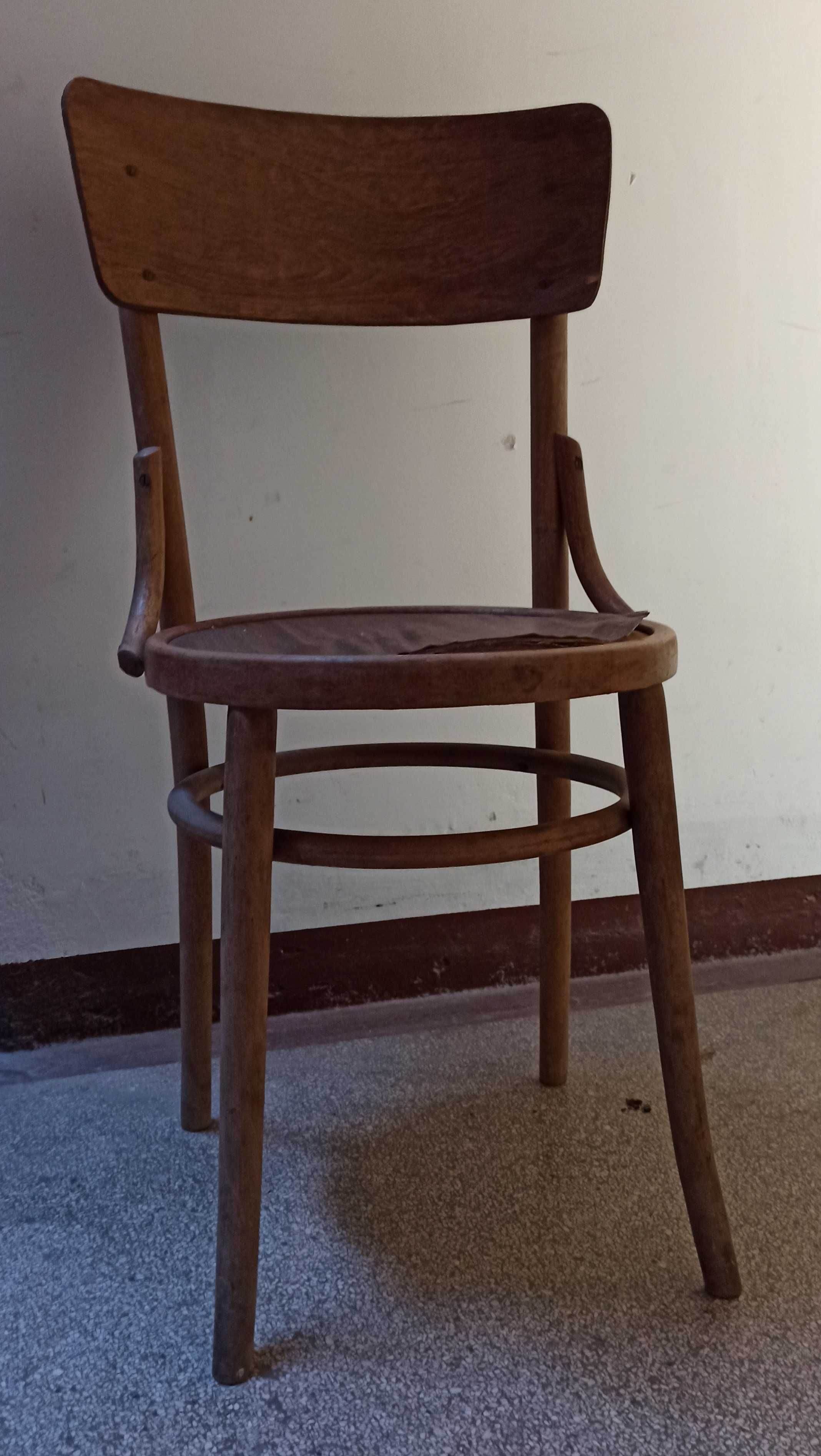Scaun din lemn curbat, CUIER vintage, 4 TABLOURI, Veioză