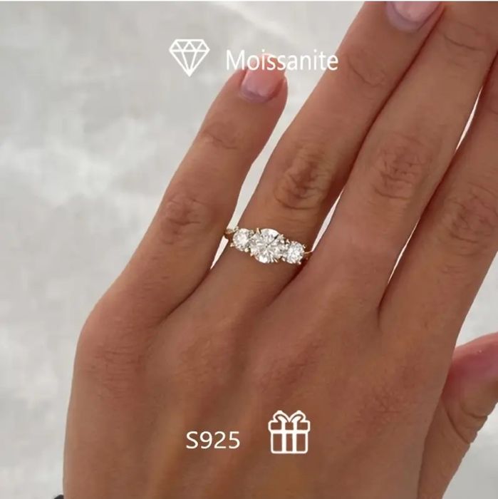 Inel argint cu Moissanite real - diamante de laborator