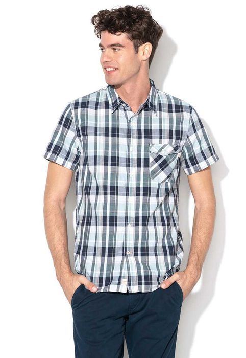 %ПРОМО% TIMBERLAND – Мъжка риза на каре с къси ръкави M & L нова