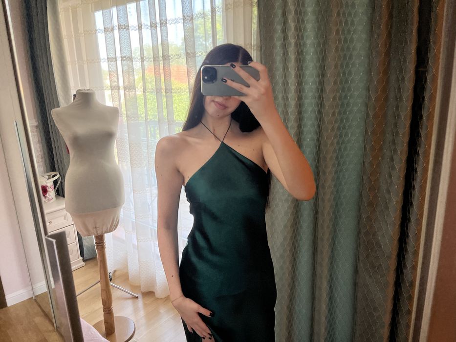 Rochie lunga de tafta verde