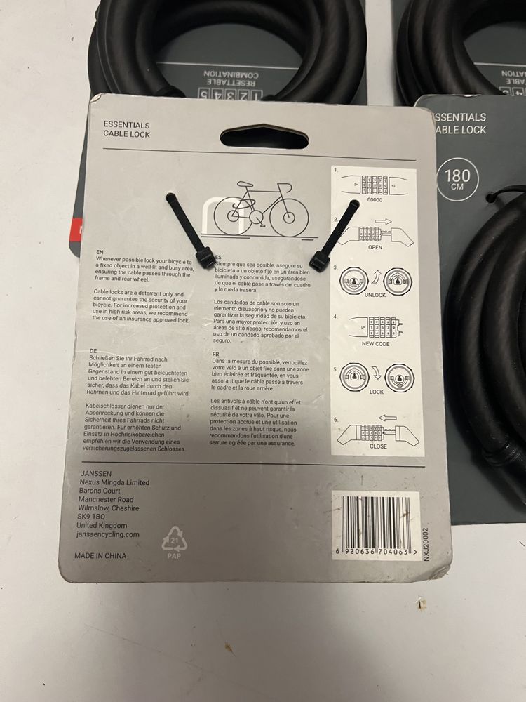 Cabluri/siguranta pentru biciclete/trotinete cu cifru