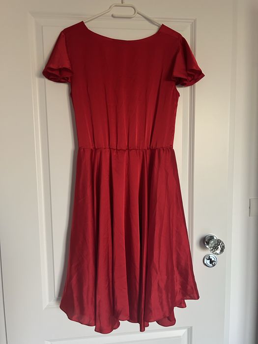 Rochie rosie din saten