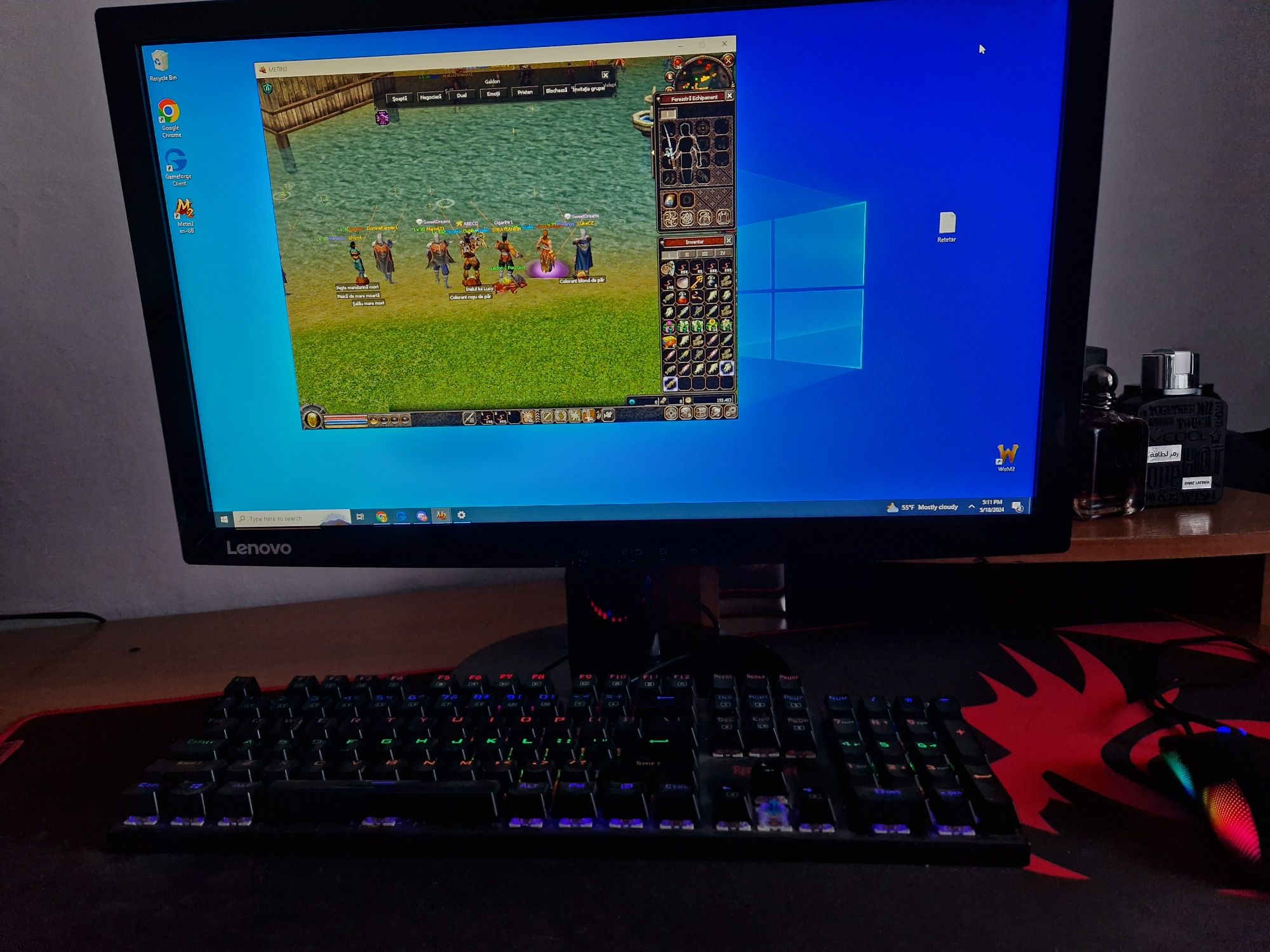 Sistem de pc , mouse aquiris , tastatura, monitor 144hz