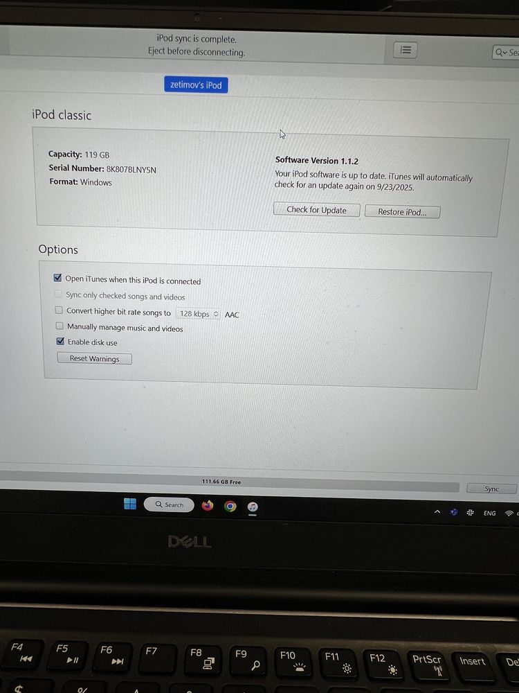 iPod Classic 6th 128GB SSD + 2000mah Battery