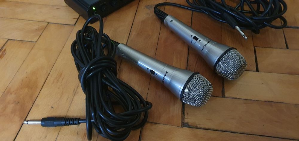 Set Karaoke cu 2 microfoane, intrare statie audio