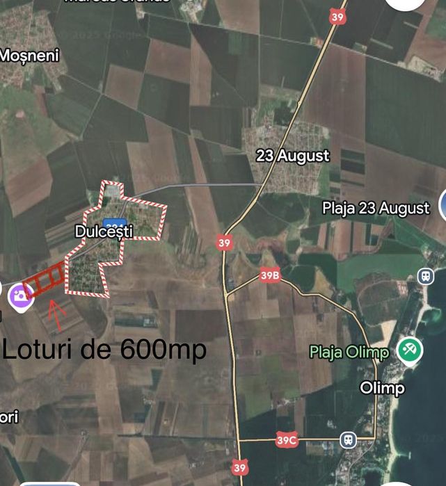 Teren 600 mp in 23 August ( Dulcesti) la asfalt langa case