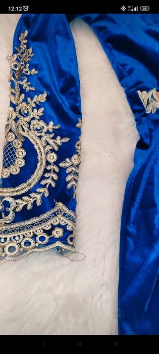 Salopeta catifea albastru-regal, model rar