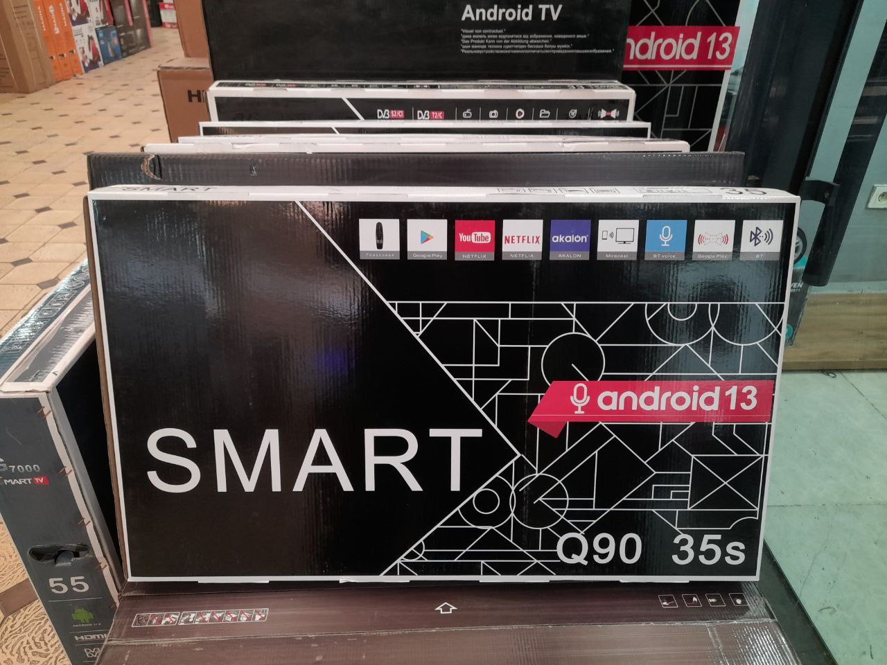 televizor 32 smart emas 43 lik smart tv 55 lik smart tv bez ramka Nev