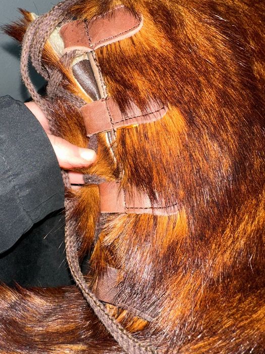 Ghete montane( vintage) din blană și piele naturală