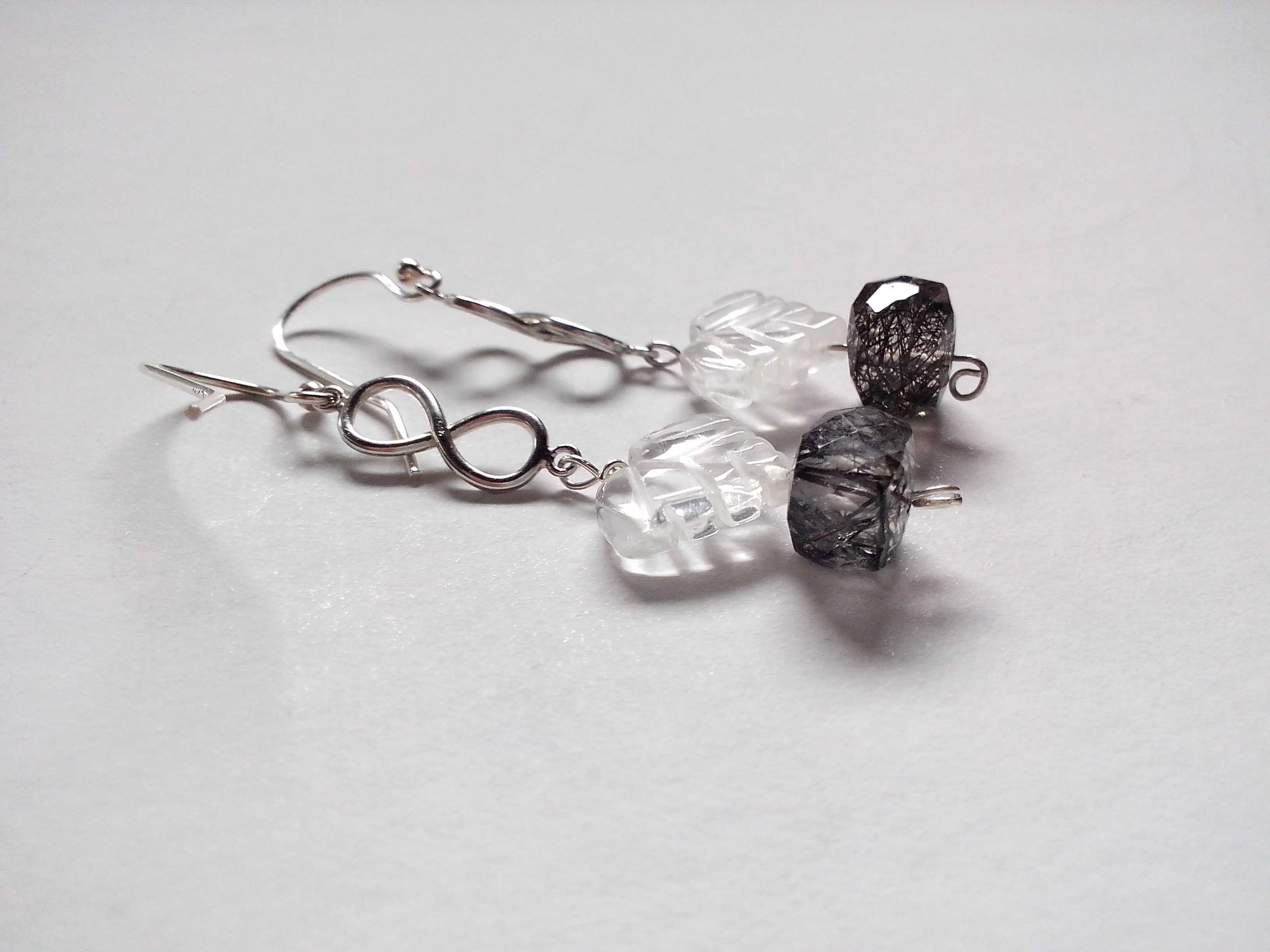 set argint si quartz cristal si turmalinat,pandantiv,cercei