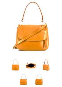 Чанта Donna Italiana от естествена кожа в цвят горчица, нова, с етикет