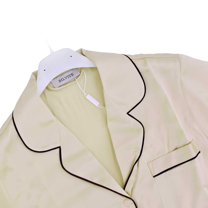 Pijama din matase crem S L M