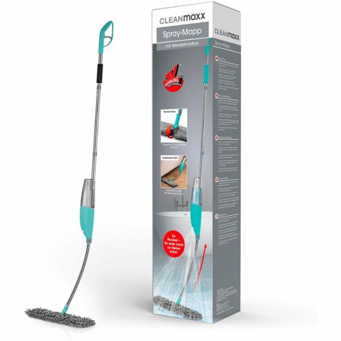 Спрей моп CLEANmaxx със сменяема кърпа и телескопична дръжка – чист по