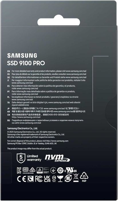 Samsung 9100 PRO 4TB PCIe 5.0x4 M.2 2280 SSD! Новый запечатанный!