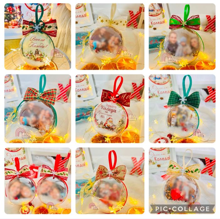 Коледна топка със снимка / Коледна декорация /Коледни топки със снимка