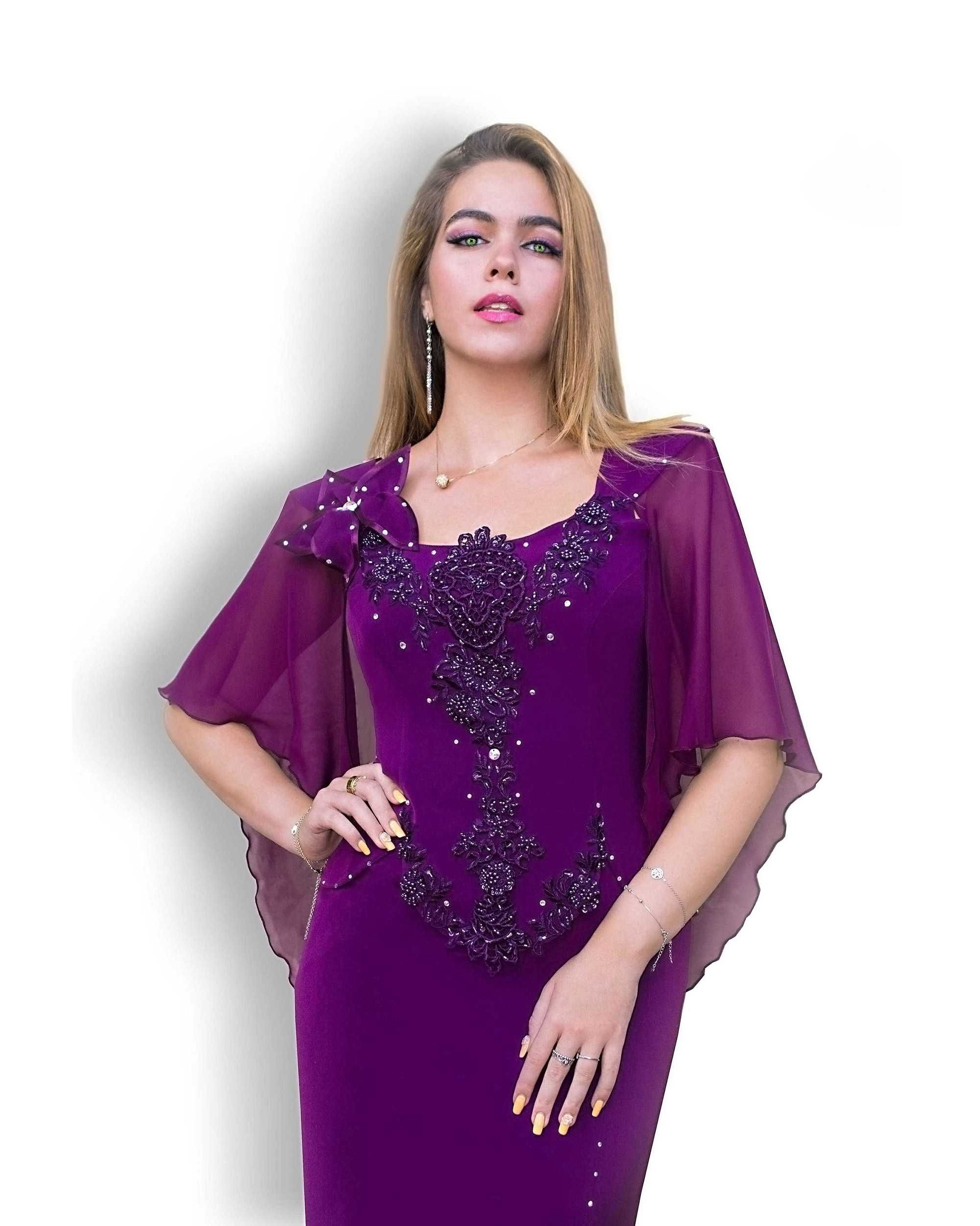 Rochie de Seara Eleganta Lunga Mov XXL pentru Ocazii Nunta Botez