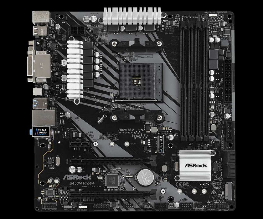Материнская плата ASRock B450M Pro4-F на am4