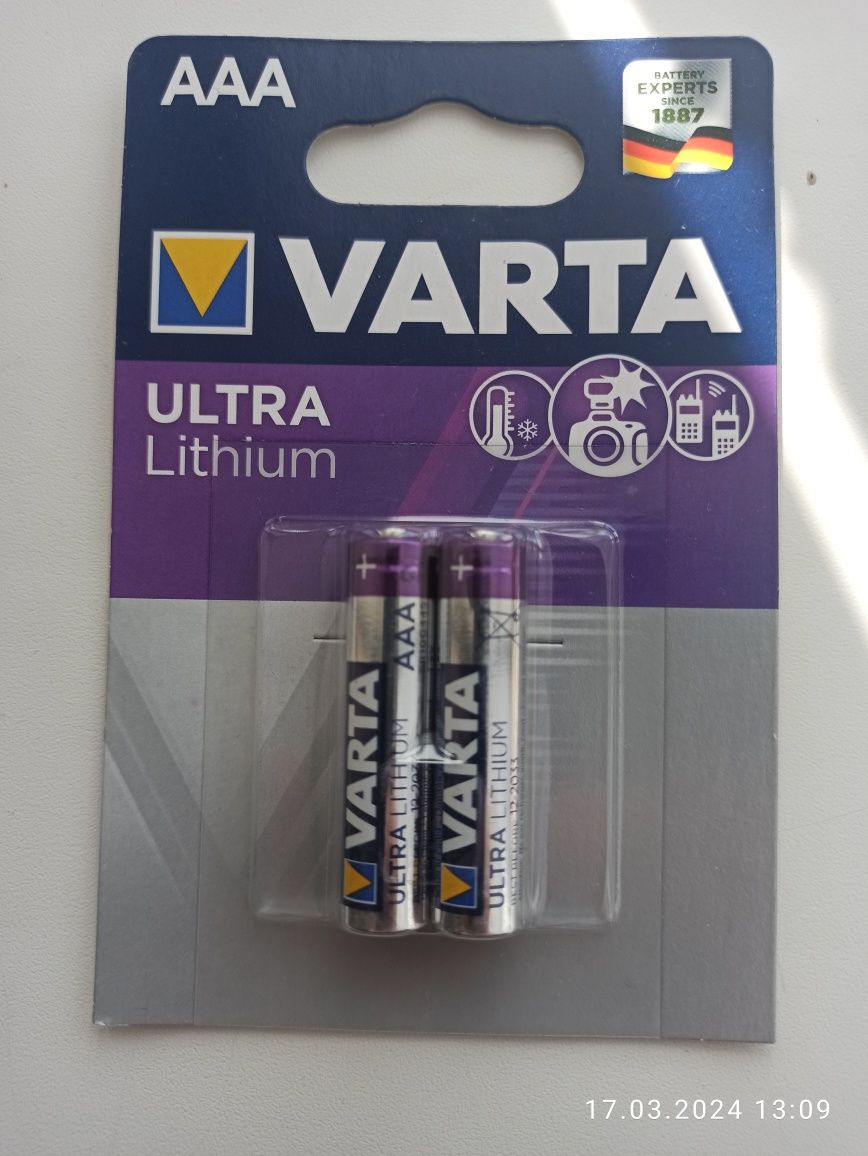 Батарейка ААA литиевая Lithium Varta