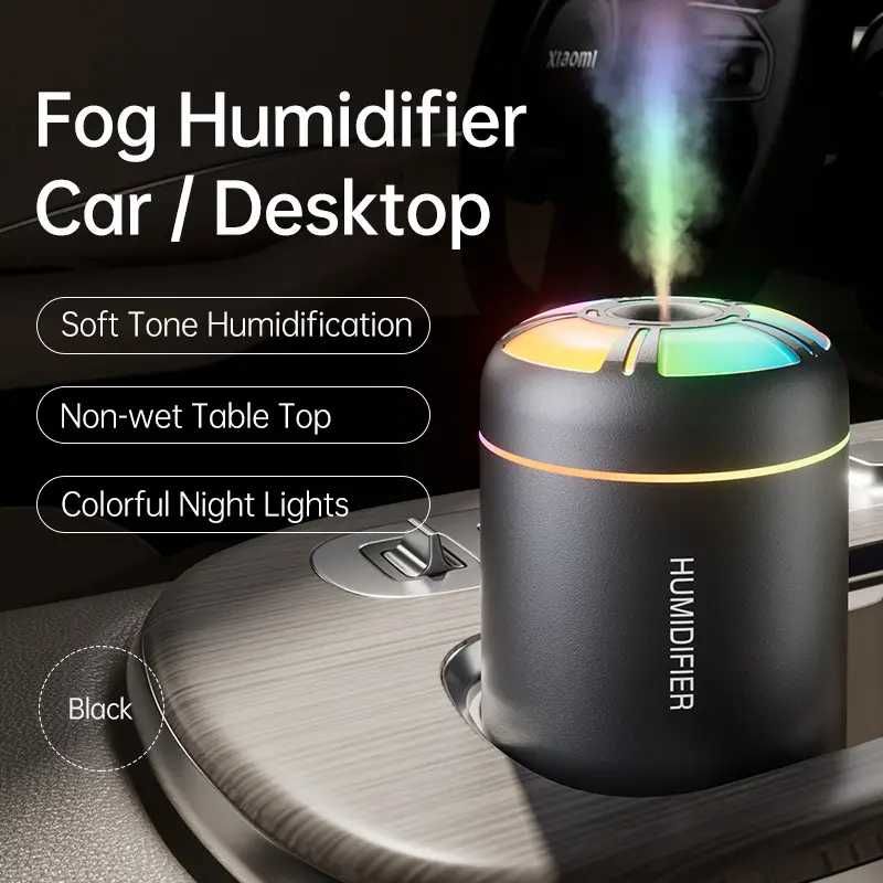 Umidificator USB Compact 2 în 1 cu LED Multicoloră pentru masina