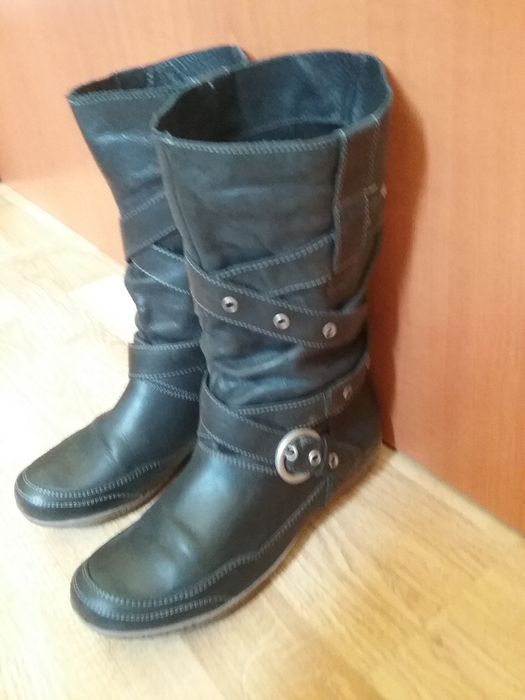 Cizme din piele gri inchis, noi, marimea 37