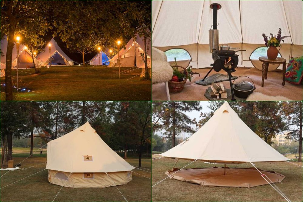Corturi ptr glamping Bell 19 mp, BUMBAC, in stoc, flansa soba, OFERTA!