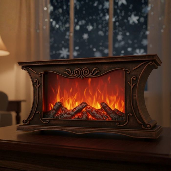 Декоративна LED камина с реалистичен ефект на пламък и жарава