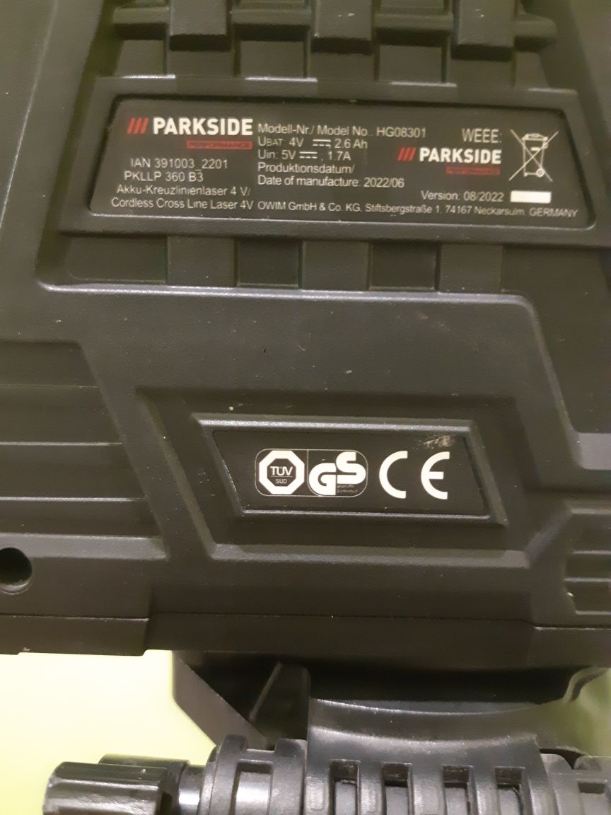 Лазерен Нивелир Parkside PerformancePKLLP360B3, батерия и зарядно 20v