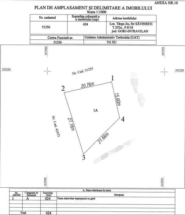 Teren  intravilan 424 mp - str. Savinesti