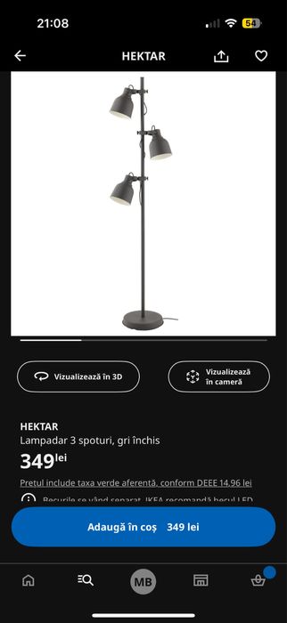Lampadar Hektar Ikea