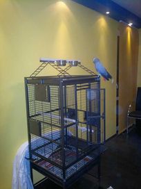 Клетка за птици (папагали) с външна кацалка