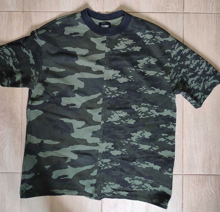 Tricou Pull&Bear gros cu imprimeu militar M