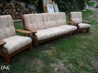 set canapea lemn masiv cu 2 fotolii- impecabila