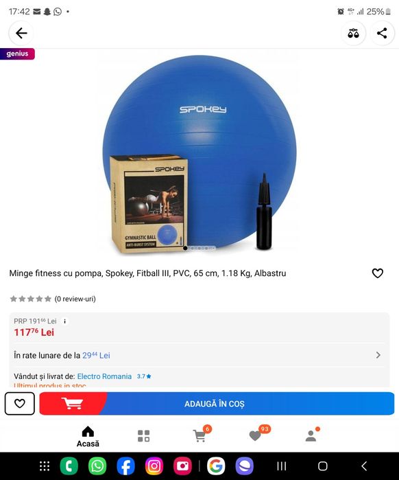 Minge fitness cu pompa Spokey