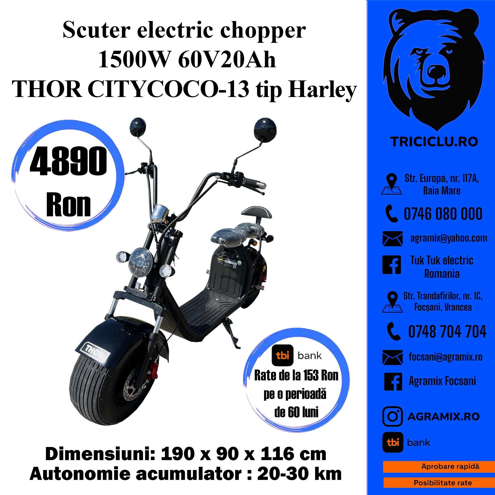 Scuter electric tip Harley marca Thor CityCoco-11-12-13 noi Agramix