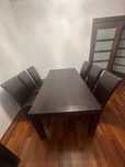 masa dining cu 6 scaune de piele