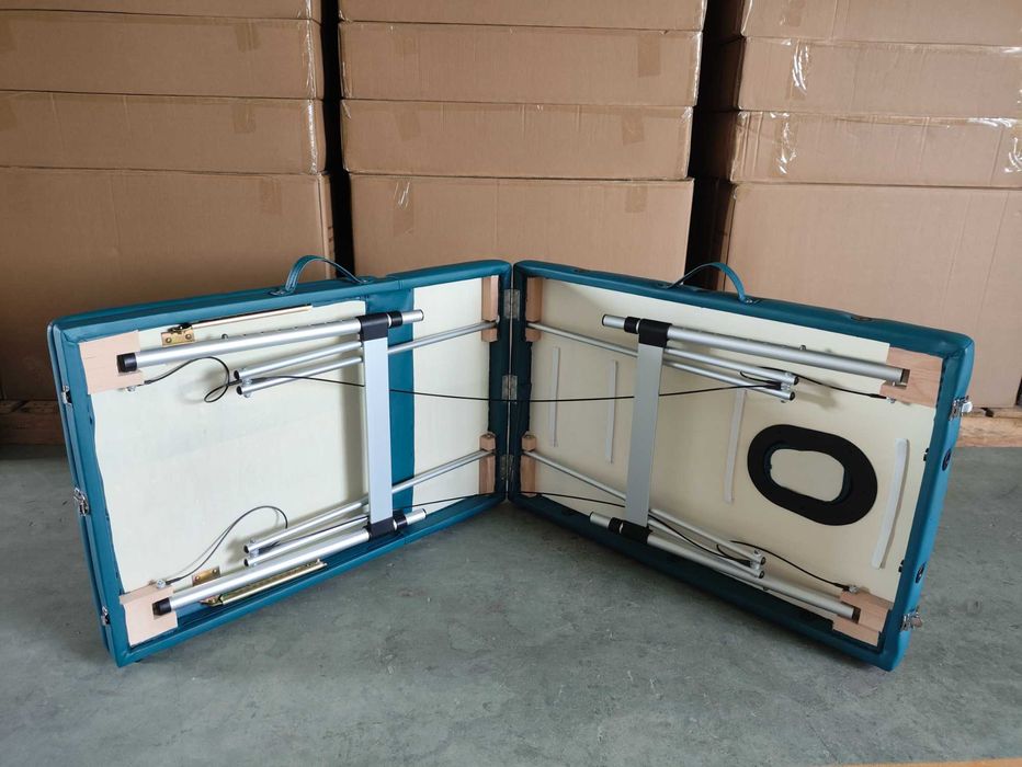 Masa pentru masaj,Aluminiu/Piele ecologica,Verde inchis, NOU