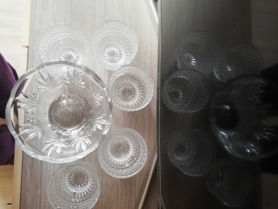 Vând Bol mare cristal masiv Bohemia, Czech 24% PbO plus 5 boluri