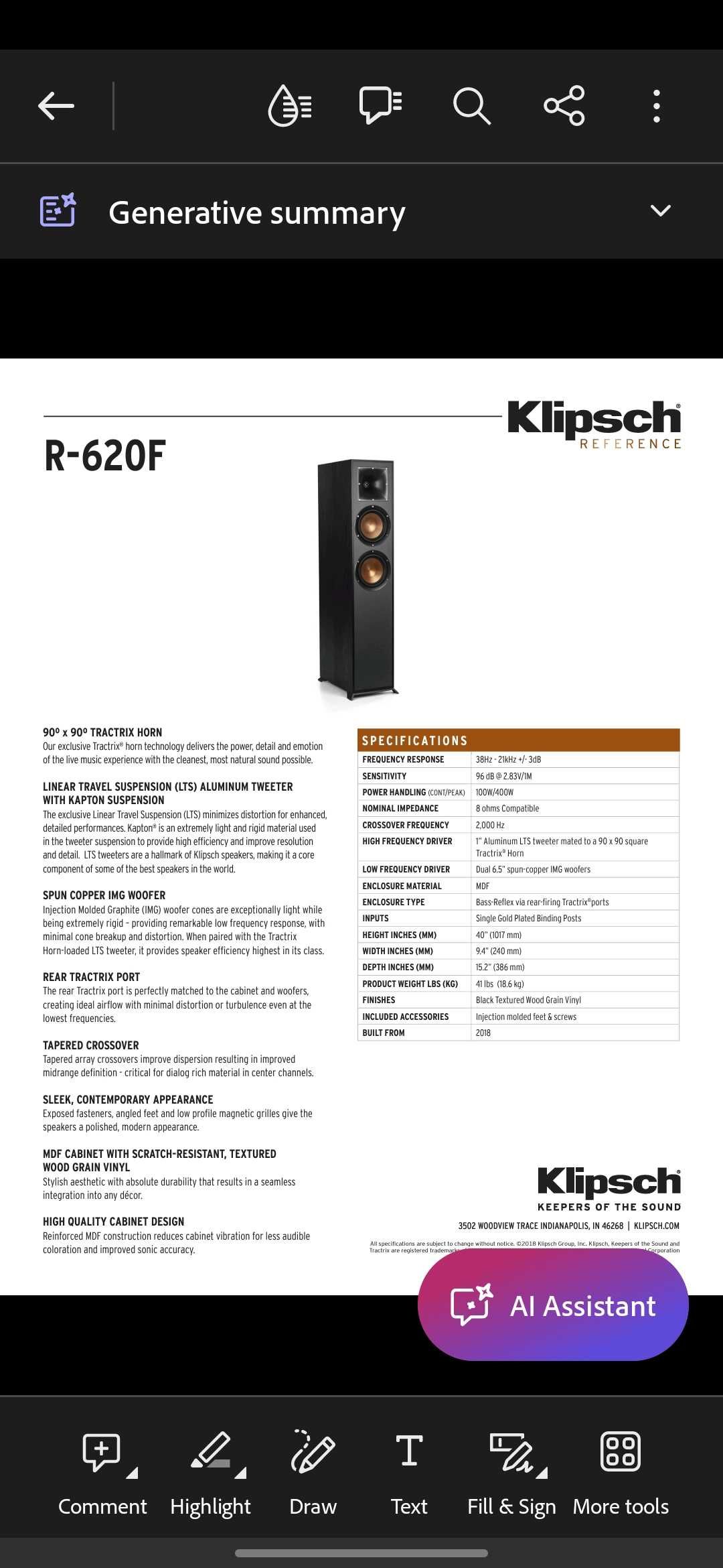 Boxe Klipsch RF 620