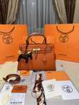 Geanta dama hermes kelly 32cm orange cu accesorii aurii