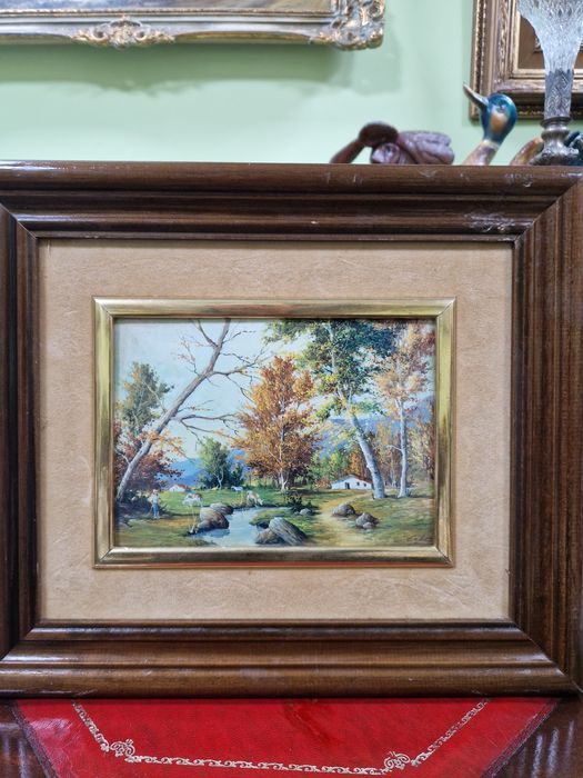 Прекрасна антикварна авторска картина емайл