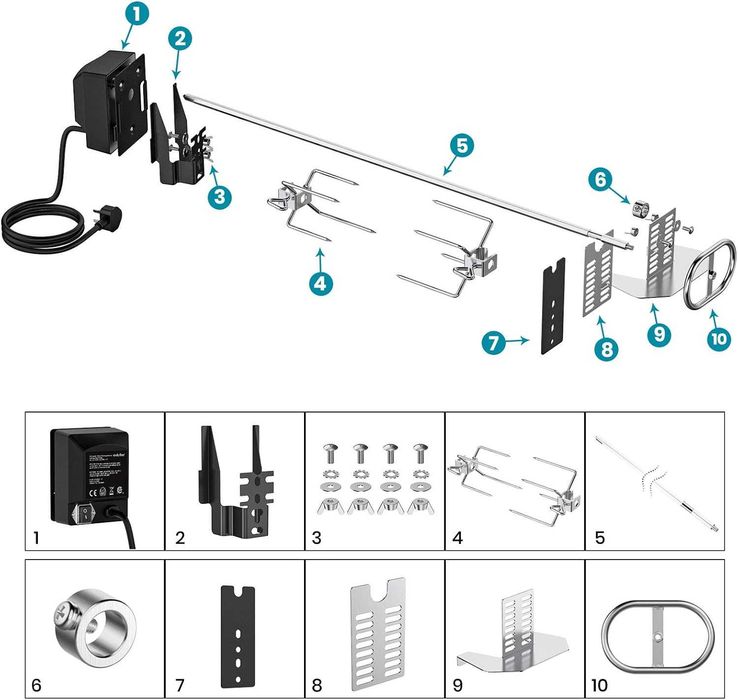 Kit Rotisor electric INOX universal, 77 cm 2 furci, REDUS de la 380RON