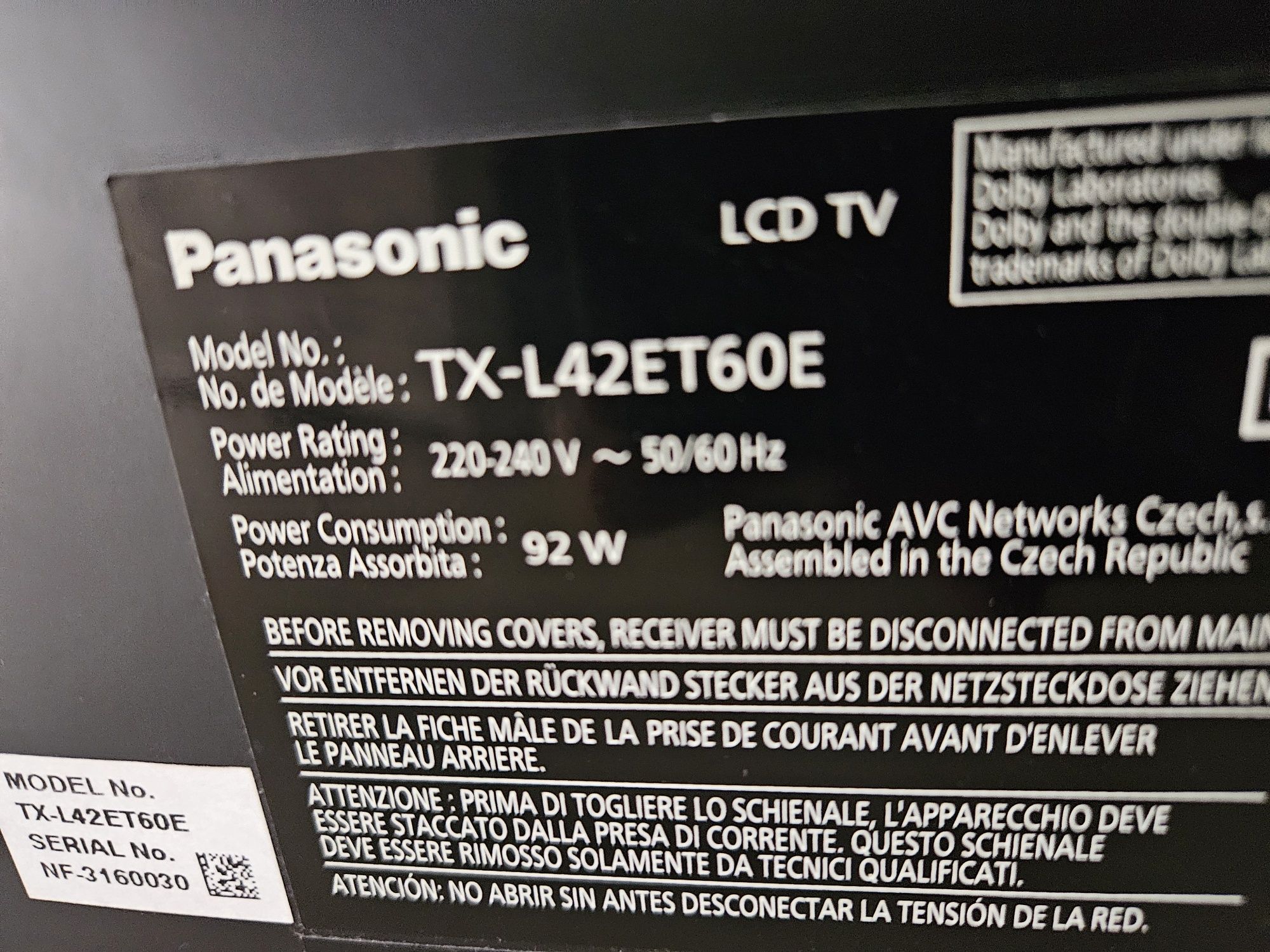 Panasonic Viera TX L42 ET60E с проблем