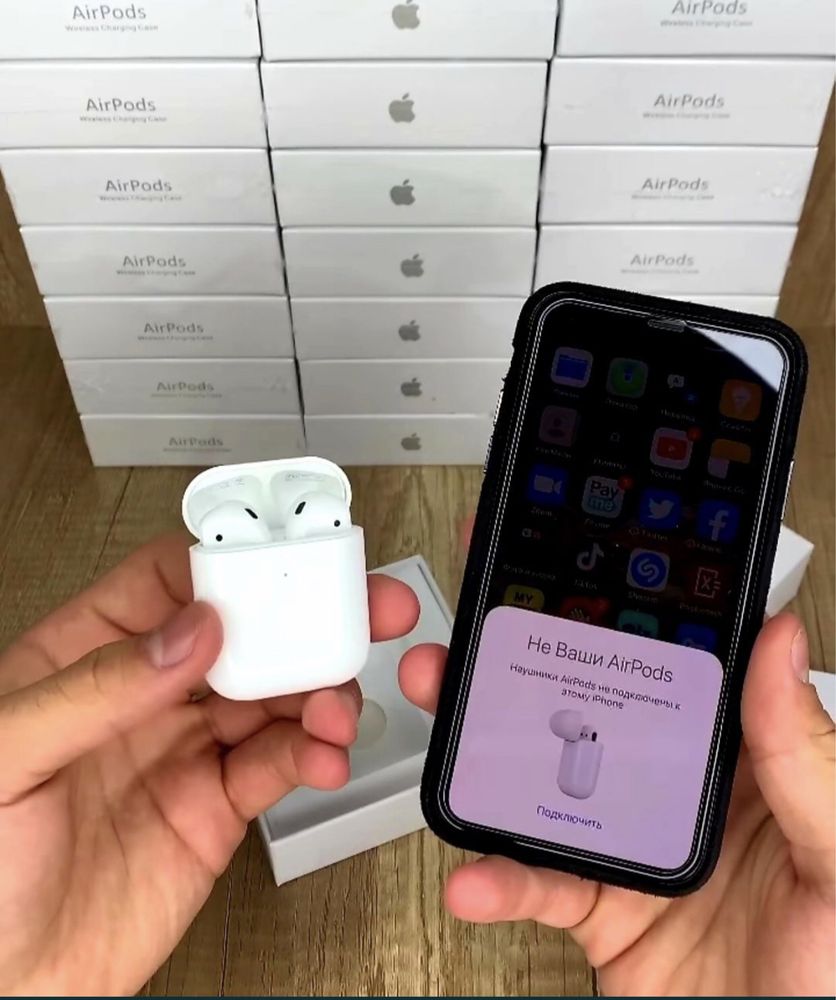 Airpods 2.2 оригинал. ЧЕХОЛ В ПОДАРОК!