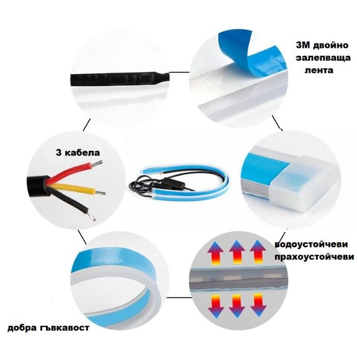 НОВИ Лед LED DRL Ленти за дневни светлини с плавен бягащ мигач Лайтбар